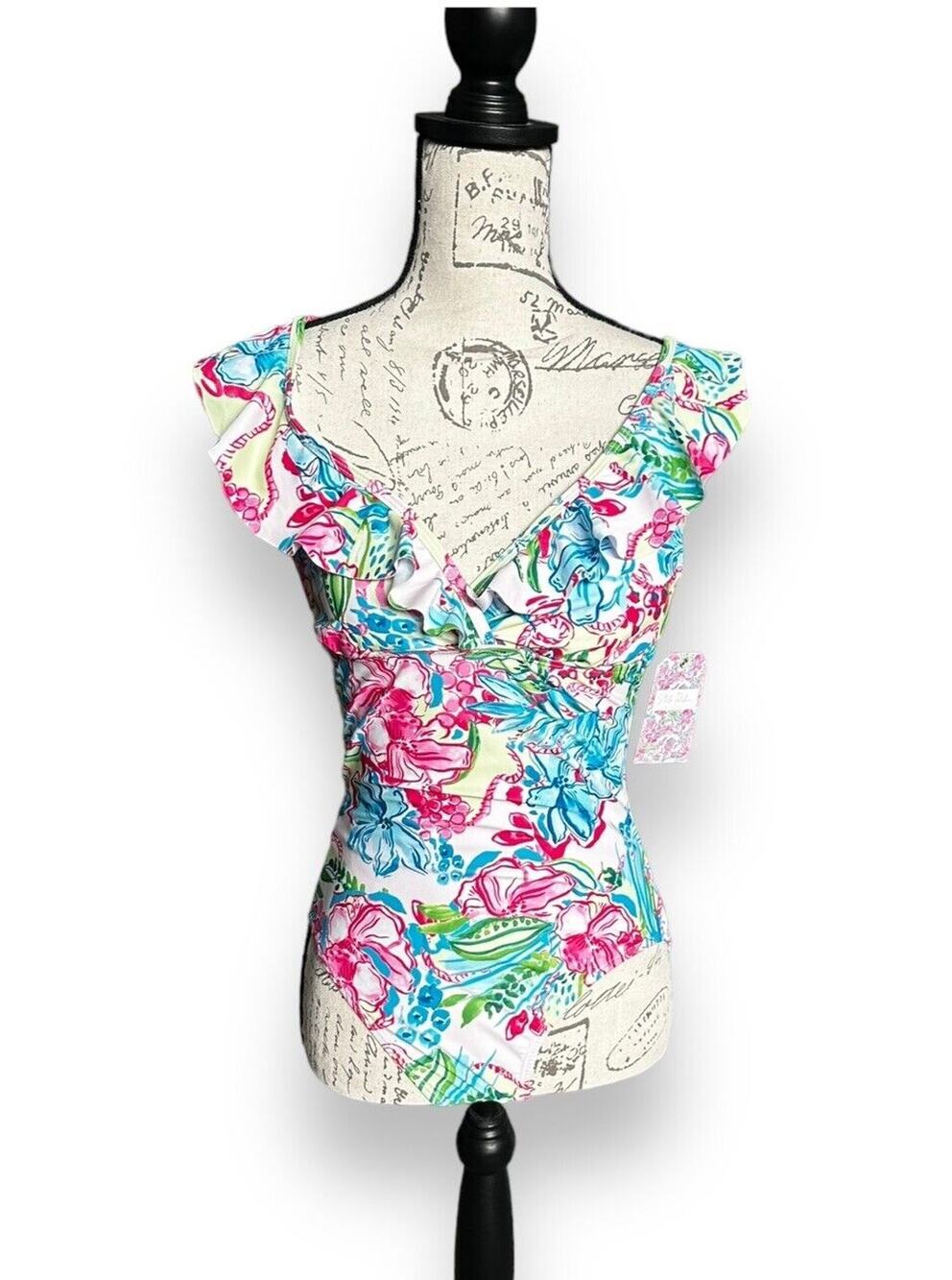 New Stella Parker Collection Tropical Floral One Piece Swimsuit Maillot Medium